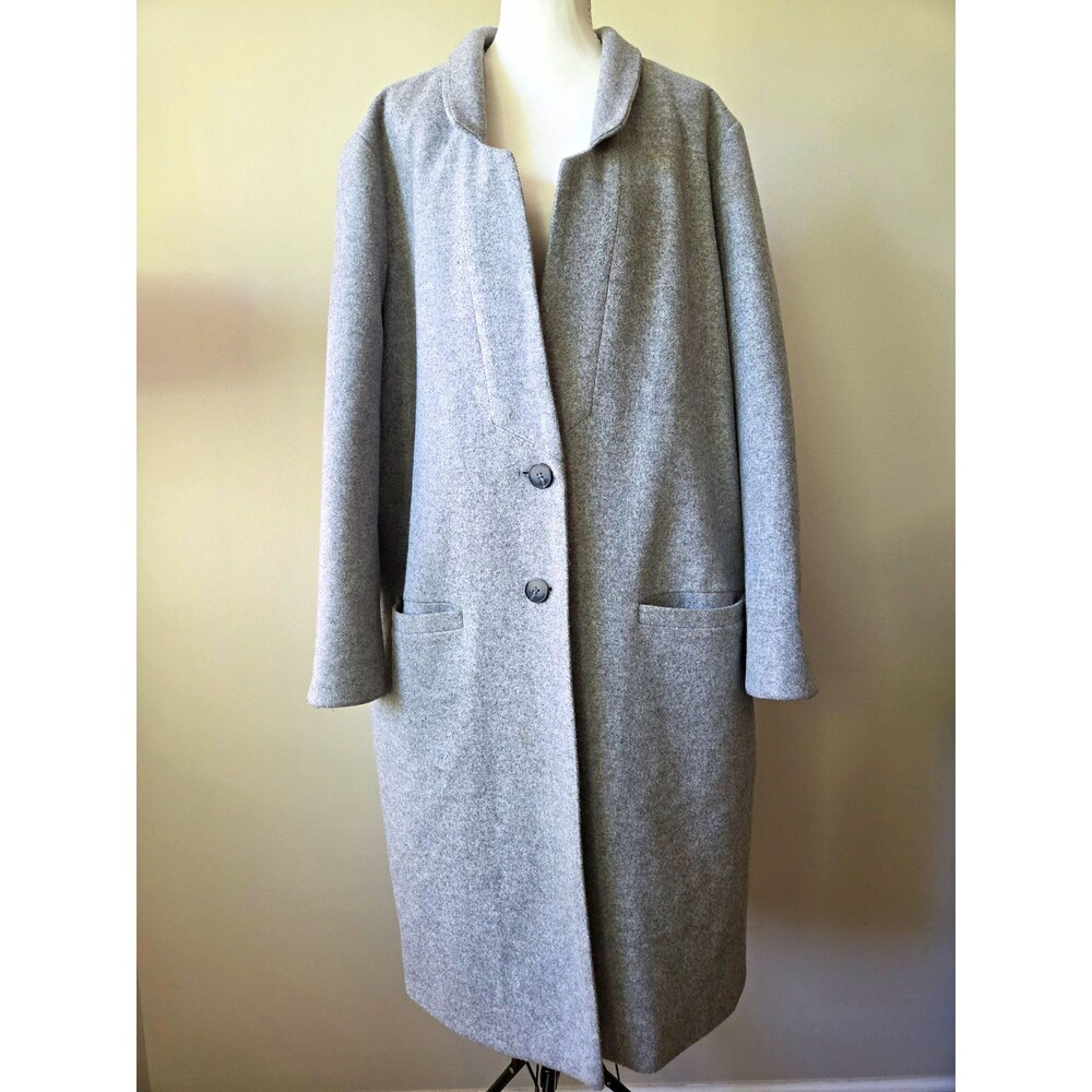 Old Navy Women's Overcoat Long Gray 2 Button Front Lined Pockets 2XL Clean Girl
